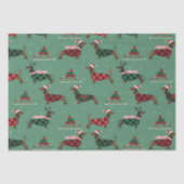 kerstdachshunds met Sweater & Santa Hat Tissuepapier (Voorkant)