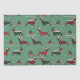 kerstdachshunds met Sweater & Santa Hat Tissuepapier
