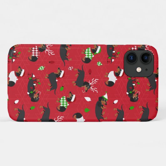 kerstdachshunds Red Case-Mate iPhone Case (Achterkant (horizontaal))