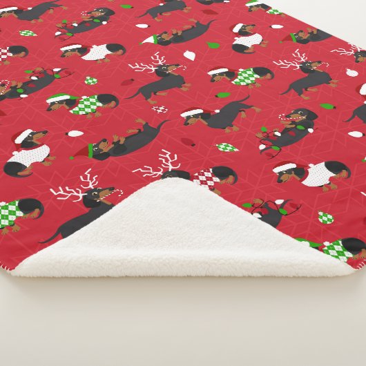kerstdachshunds Red Sherpa Deken (3/4)