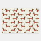 kerstdachshunds Verpakkingspapier Reeks van 3 Inpakpapier Vel (Voorkant 2)