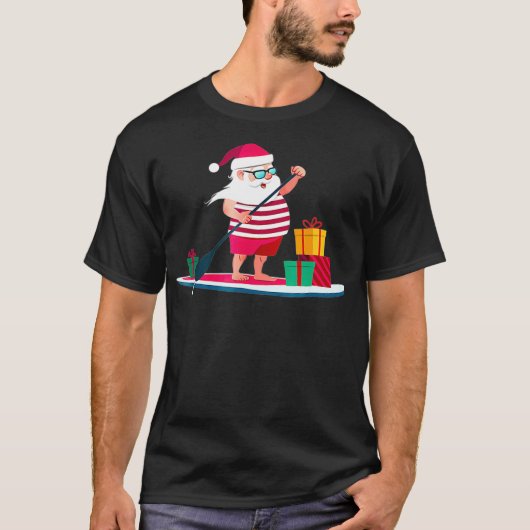 Kerstdadleboarding Santa in Swim Shorts T-shirt (Voorkant)