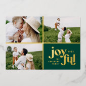 Kerstdag 3 foto moderne groene folie feestdagenkaart (Voorkant)