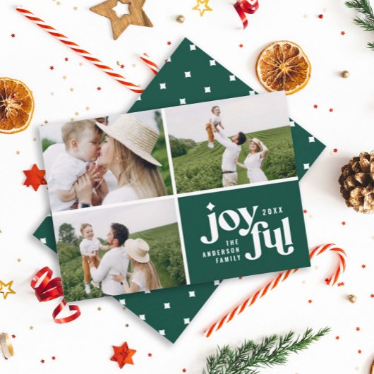 Kerstdag 3 foto moderne groene typografie feestdagenkaart