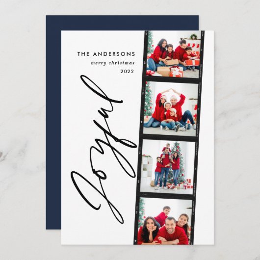 Kerstdag 4 foto-inklage typografie modern blauw (Voorkant / Achterkant)