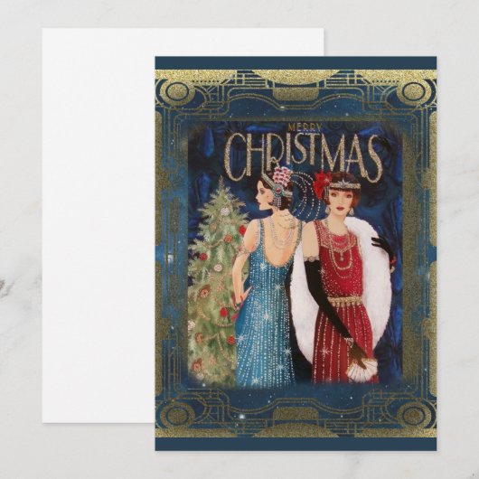 Kerstdag  Art Deco Feestdagenkaart (Voorkant / Achterkant)