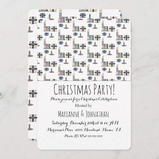 Kerstdag Cadeaus Holiday Tredes Kaart (Voorkant / Achterkant)