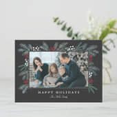 Kerstdag Foto Kaart met Groene Spray (Staand voorkant)