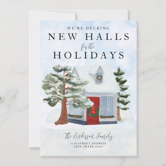 Kerstdag Foto van Nieuwe Zalen Versieren Feestdagenkaart (Voorkant)