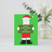 Kerstdag geboortecat in Santa Outfit Feestdagenkaart (Staand voorkant)