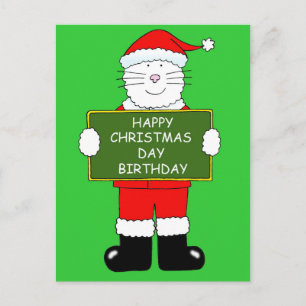 Kerstdag geboortecat in Santa Outfit Feestdagenkaart