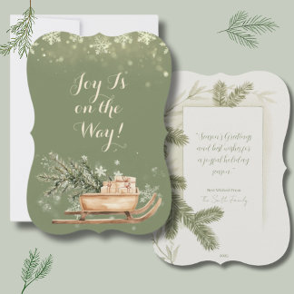 Kerstdag Groet met Dennenboom op Auto Feestdagenkaart