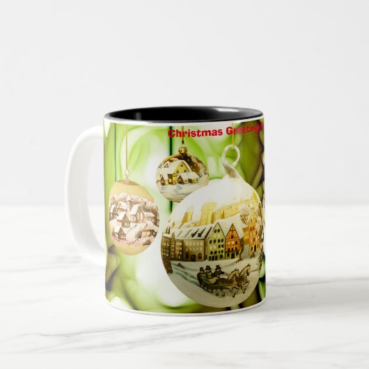 Kerstdag Groeten Mama Tweekleurige Koffiemok (Voorkant links)