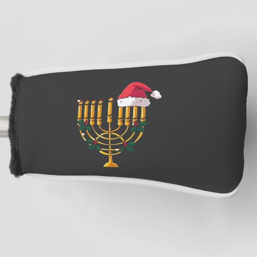 Kerstdag Hanukkah Joods Kerstman Menorah Golfheadcover (Voorkant)
