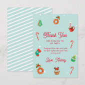 Kerstdag in blauw Gingerbrood Bedankkaart (Voorkant / Achterkant)