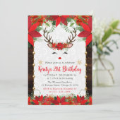 Kerstdag in Poinsettia en Rrendierkoorts Kaart (Staand voorkant)