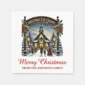 Kerstdag Kapel Vakantie Servet (Voorkant)