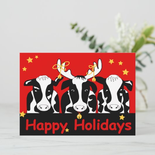 Kerstdag Koeien Vaste feestdag Kaart (Staand voorkant)