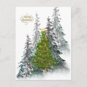 Kerstdag met besneeuwde boom kerstkaart briefkaart (Voorkant)
