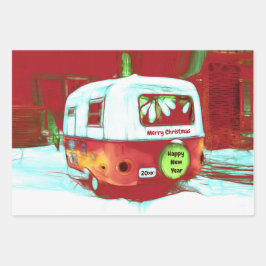  kerstdag met Retro Green Red Holiday Inpakpapier Vel