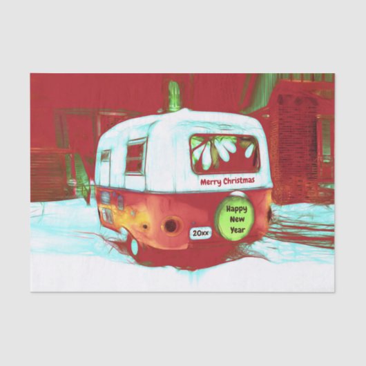  kerstdag met Retro Green Red Holiday Tissuepapier (Voorkant)