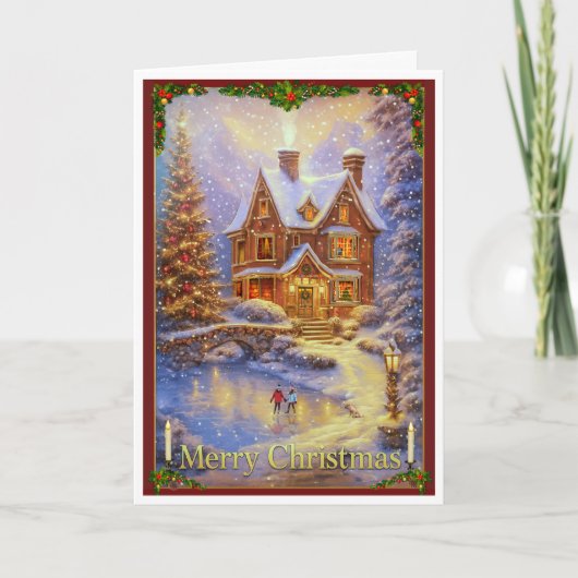 Kerstdag op de vijver kaart (Voorkant)