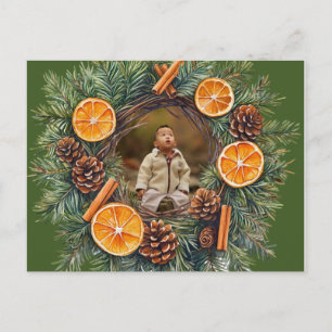 Kerstdag personaliseren met krans foto feestdagenkaart