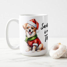 Kerstdag Puppy Draag Santa Claus Outfit Koffiemok