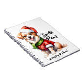 Kerstdag Puppy Draag Santa Claus Outfit Notitieboek (Rechterzijde)