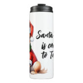 Kerstdag Puppy Draag Santa Claus Outfit Thermosbeker (Voorkant)