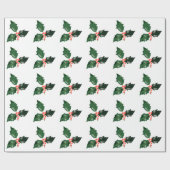 Kerstdag Rood Groene Holly Berries Xmas Holiday Cadeaupapier (Vlak)