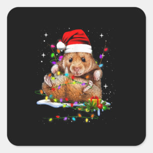 Kerstdag van Cute Hamster Vierkante Sticker