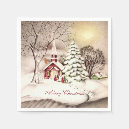 Kerstdag  Victoriaans Kerk Servet (Voorkant)