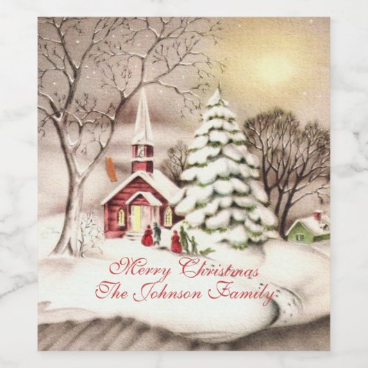 Kerstdag  Victoriaans Kerk Wijn Etiket (Enkel label)