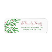 Kerstdag Waterverf Berries Familienaam Holiday Etiket (Voorkant)