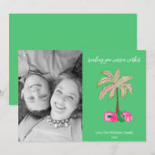 Kerstdag Wenskaart met Palmboom Foto Feestdagenkaart (Voorkant / Achterkant)