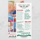 Kerstdagboekkaarten met foto's van het jaaroverzic feestdagenkaart (Voorkant / Achterkant)