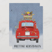Kerstdagen Dutch Christmas Red Fiat 500 Feestdagenkaart (Voorkant / Achterkant)