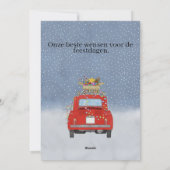 Kerstdagen Dutch Christmas Red Fiat 500 Feestdagenkaart (Achterkant)