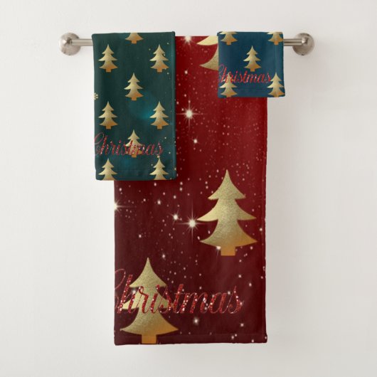 Kerstdagen-Gouden Kerstbomen Bad Handdoek (Insitu)
