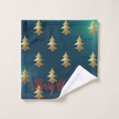 Kerstdagen-Gouden Kerstbomen Bad Handdoek (Wasdoekje)