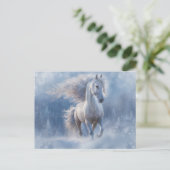 Kerstdagen Groeten met paard in de sneeuw Feestdagenkaart (Staand voorkant)