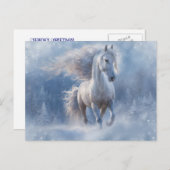 Kerstdagen Groeten met paard in de sneeuw Feestdagenkaart (Voorkant / Achterkant)