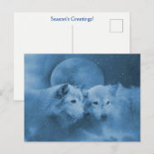 Kerstdagen Groeten met Wolven Maan Briefkaart (Voorkant / Achterkant)