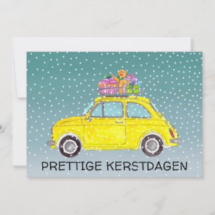 Kerstdagen Nederlands Kerstgeel Fiat 500 Feestdagenkaart