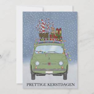 Kerstdagen Nederlandse Kerstmis Groene Fiat 500 Feestdagenkaart