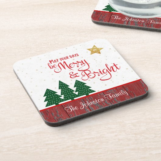 Kerstdagen zijn vrolijke heldere boom gouden ster  bier onderzetter (Linkerzijde)
