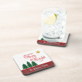 Kerstdagen zijn vrolijke heldere boom gouden ster  bier onderzetter (Rechterzijde)