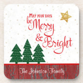 Kerstdagen zijn vrolijke heldere boom gouden ster  bier onderzetter (Voorkant)