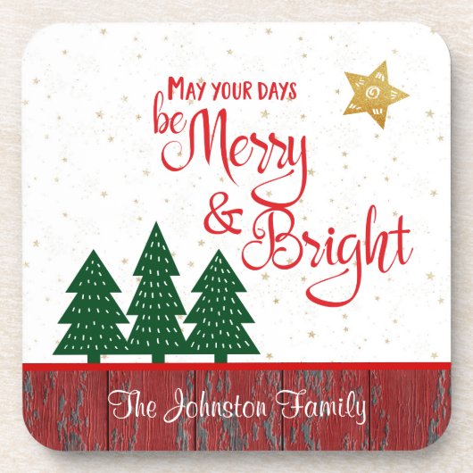 Kerstdagen zijn vrolijke heldere boom gouden ster  bier onderzetter (Voorkant)